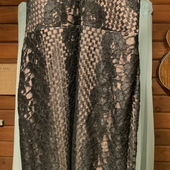 Nightway / Morgan and Co Black Sparkle Lace Gown - Picture 2 of 8